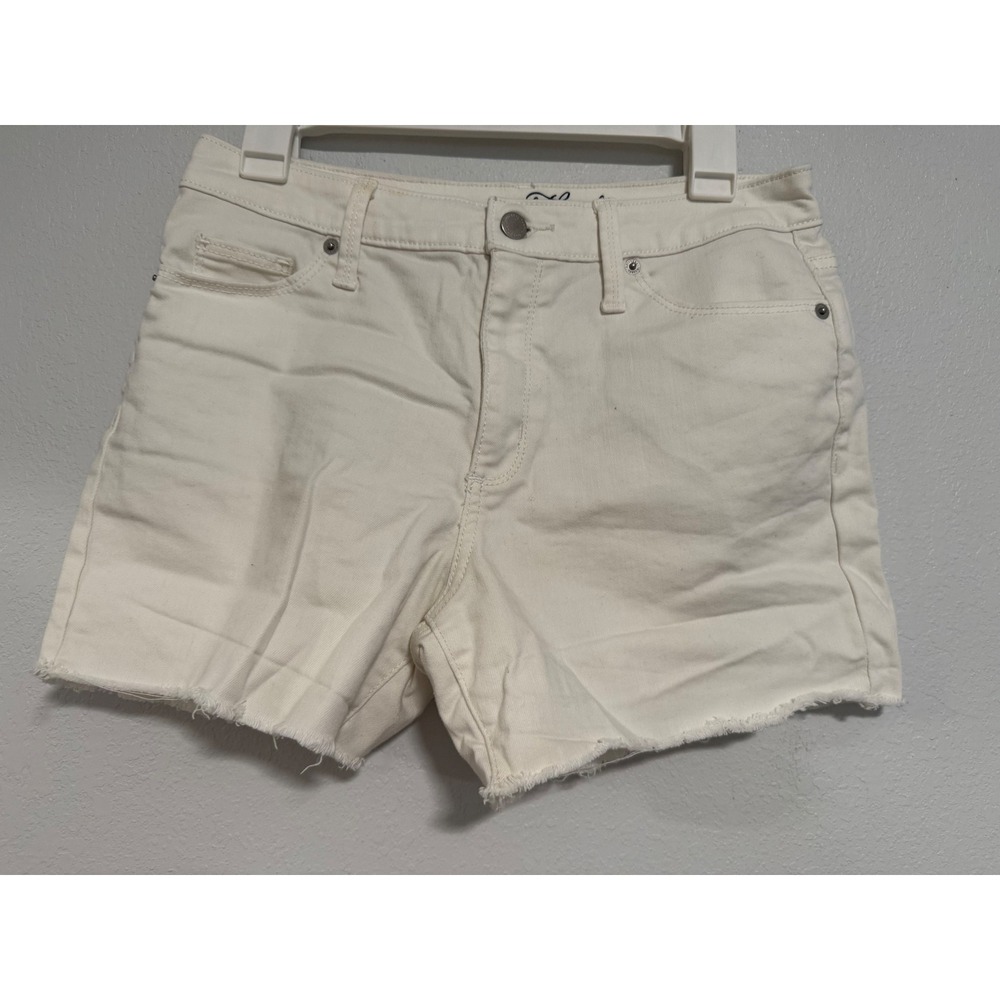 Universal Thread Denim Shorts Women 6 28R White Excellent Raw Hem High Rise